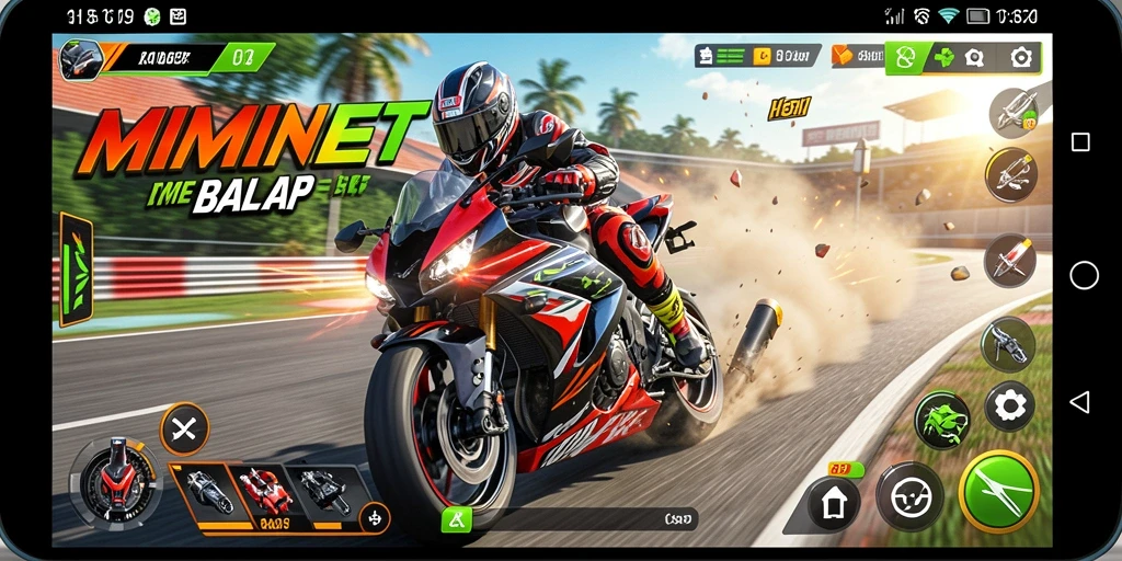 Tampilan aksi balap motor yang mendebarkan dalam MIMINBET.