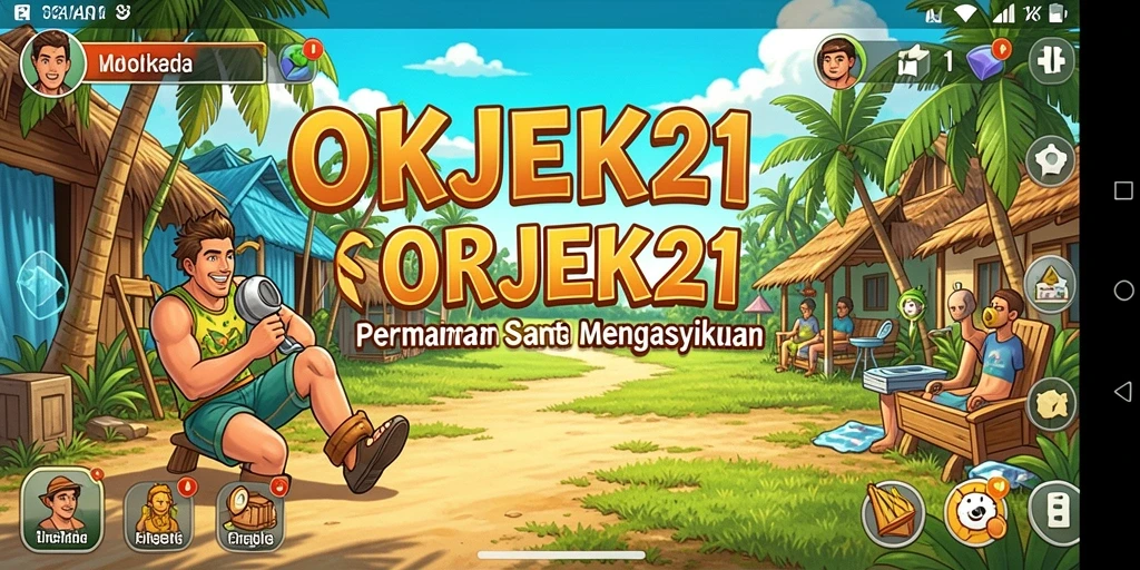 Tampilan gameplay OKJEK21 yang penuh warna dan menyenangkan.