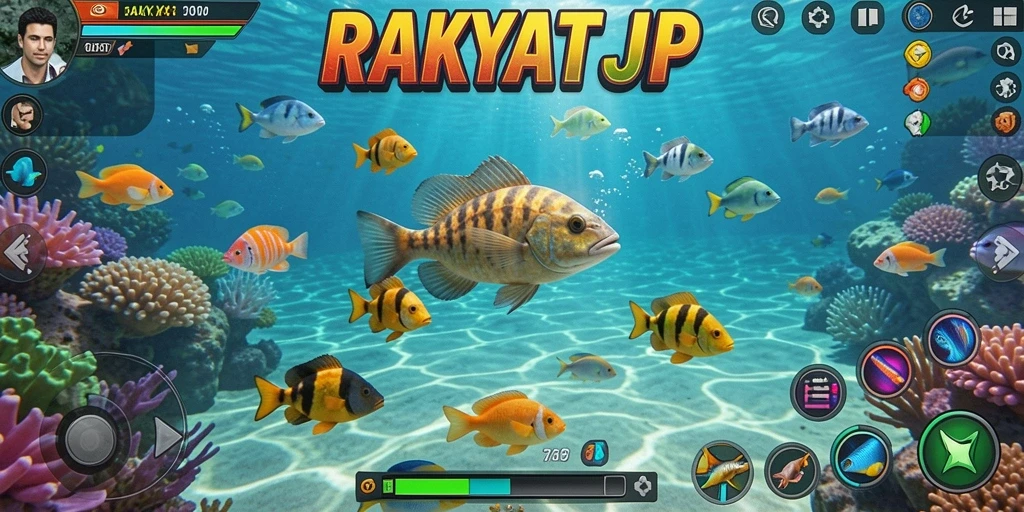 Tangkapan layar mencolok dari gameplay seru RAKYATJP Tembak Ikan.