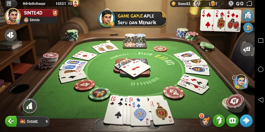 Tampilan gameplay seru dari SINTE4D yang menampilkan permainan Gaple.