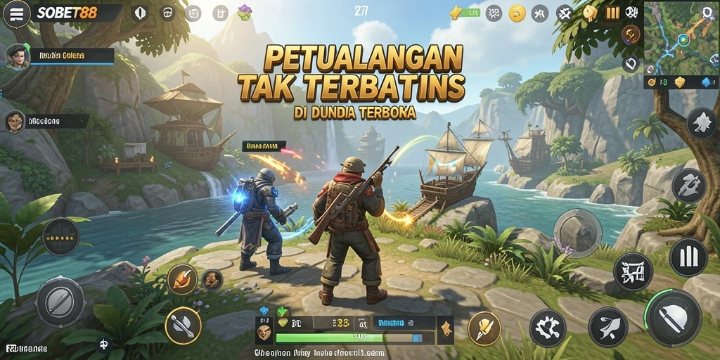 Tangkapan layar gameplay <strong>SOBET88</strong> menunjukkan petualangan menakjubkan di dunia terbuka.