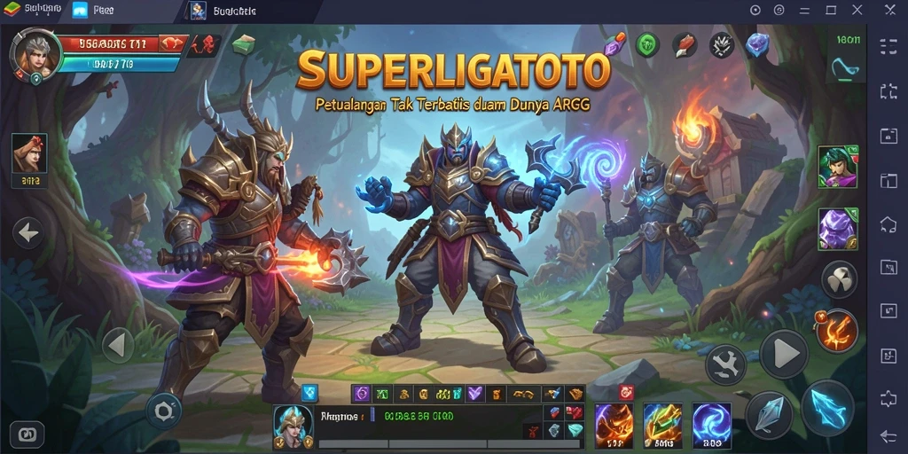 Tampilan gameplay <strong>SUPERLIGATOTO</strong> yang epik dan mendebarkan dalam genre ARPG.