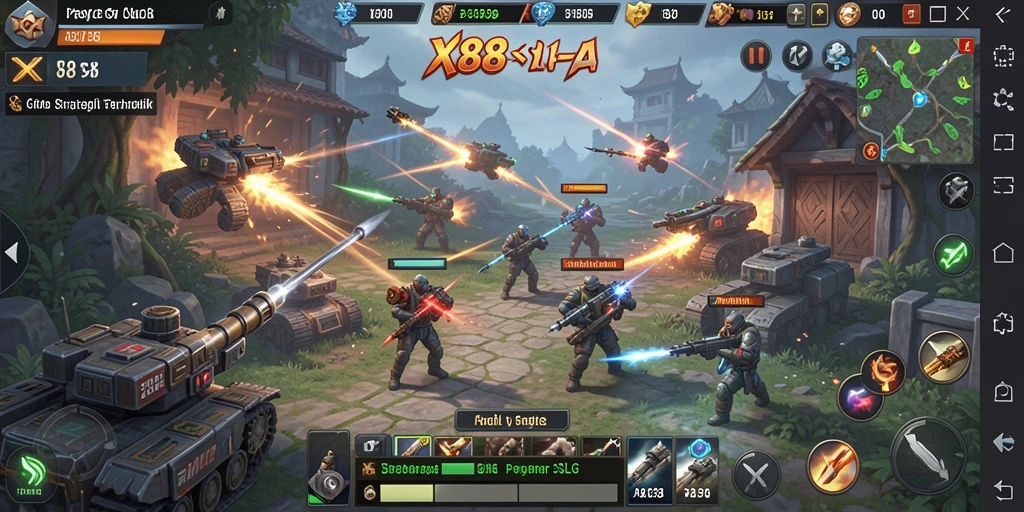 Tampilan gameplay X88 dengan aksi strategi yang mendebarkan.